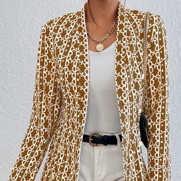 SHEIN Jackets & Blazers - Brown Patterned Women's Coat